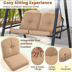 2-Person Outdoor Porch Swing with A-Shaped Metal Stand and Adjustable Canopy