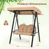 2-Person Outdoor Porch Swing with A-Shaped Metal Stand and Adjustable Canopy