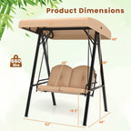 2-Person Outdoor Porch Swing with A-Shaped Metal Stand and Adjustable Canopy