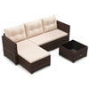 4 Seats Outdoor Wicker Furniture Set with Tempered Glass Coffee Table and Soft Cushions