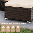 4 Seats Outdoor Wicker Furniture Set with Tempered Glass Coffee Table and Soft Cushions