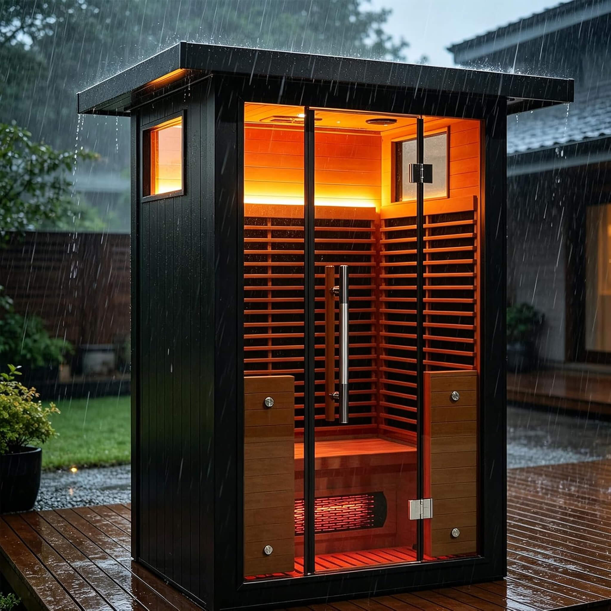 The Lugano 2-Person Outdoor Full-Spectrum Infrared Sauna with Aluminum Alloy Exterior & WiFi