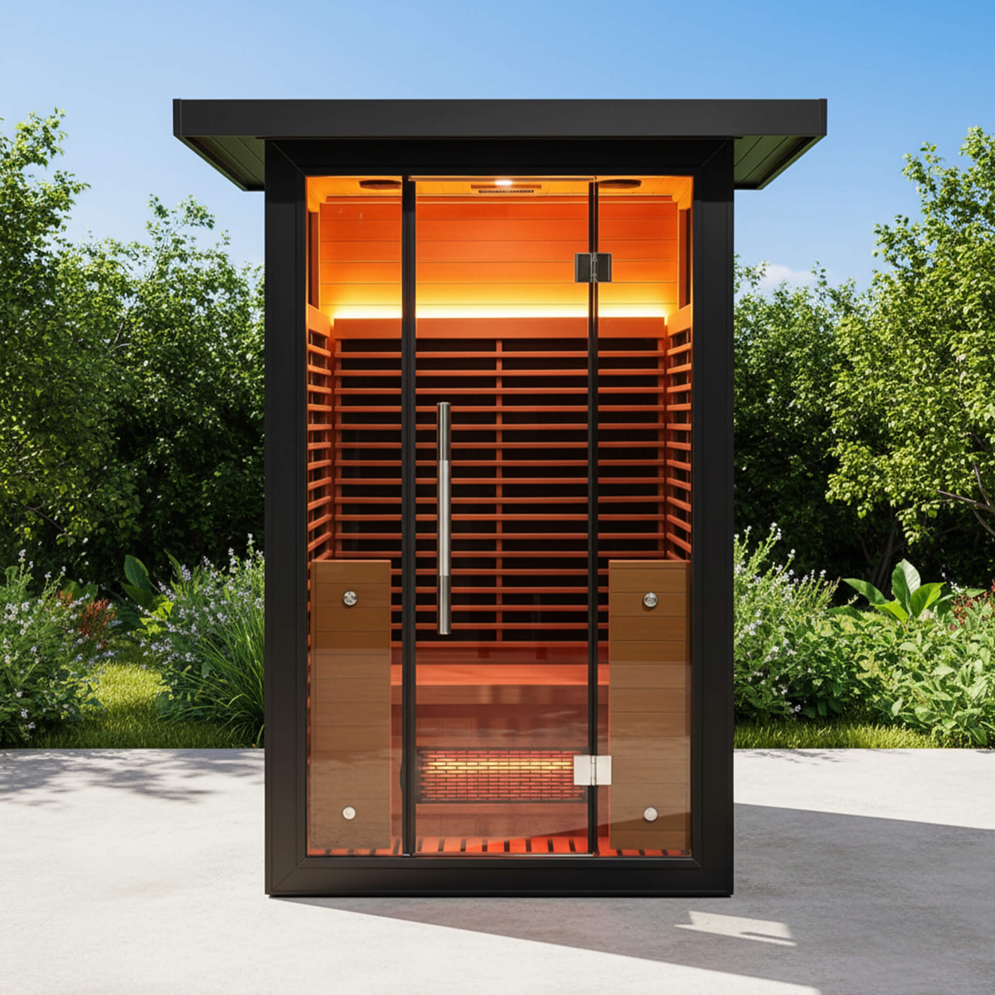 The Lugano 2-Person Outdoor Full-Spectrum Infrared Sauna with Aluminum Alloy Exterior & WiFi
