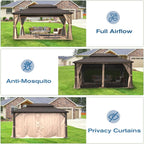 12' x 16' Hardtop Aluminum Gazebo with Double Roof Canopy