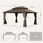 12' x 16' Hardtop Aluminum Gazebo with Double Roof Canopy
