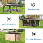 12' X 20' Hardtop Gazebo with Galvanized Steel Double Roof Canopy