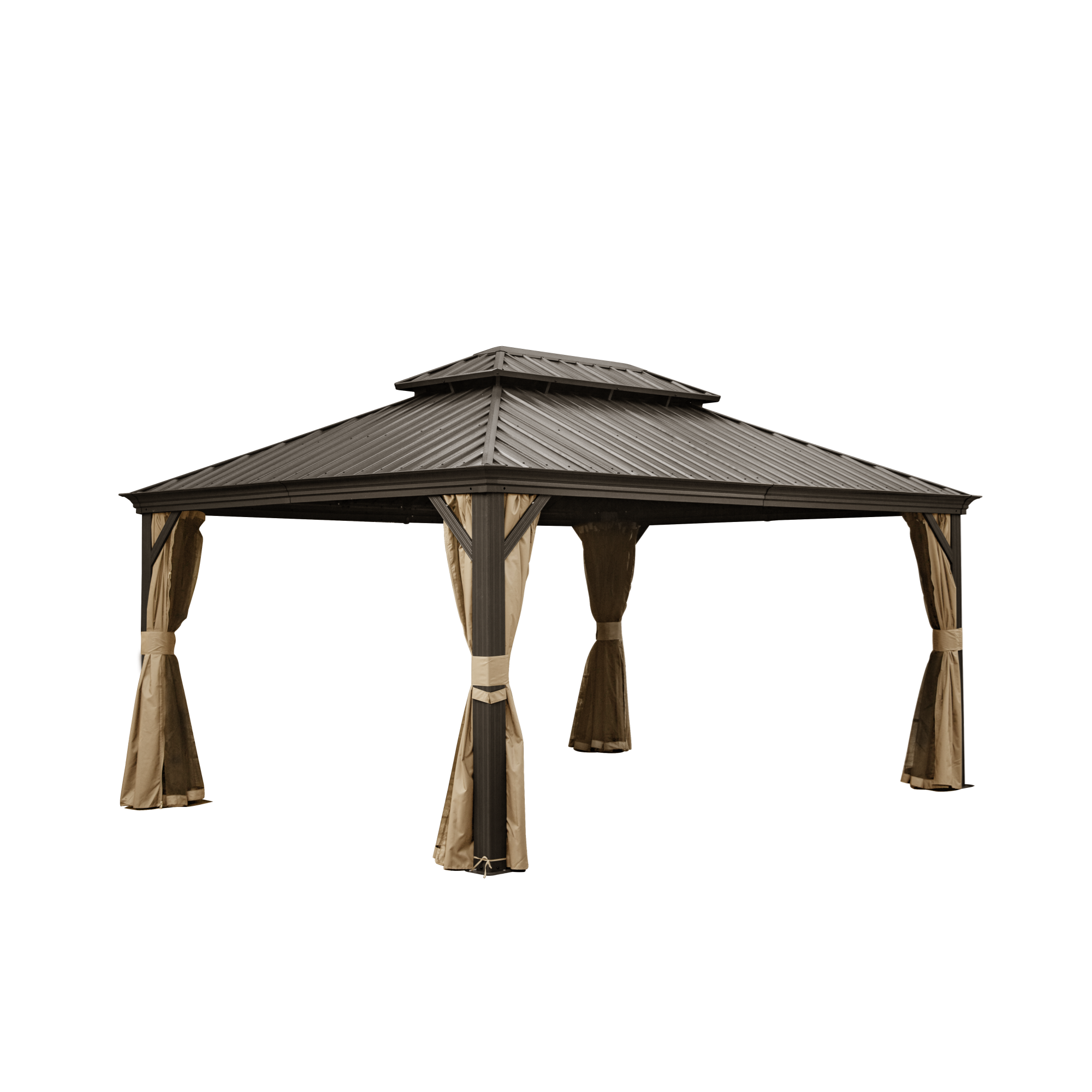 12' x 16' Hardtop Gazebo Outdoor Aluminum Gazebo with Double Canopy