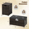 2-Piece Outdoor Rattan Fire Table Set - 32 Inch Rectangle Gas Firepit with Tank Cover - 3 colors