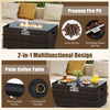 2-Piece Outdoor Rattan Fire Table Set - 32 Inch Rectangle Gas Firepit with Tank Cover - 3 colors