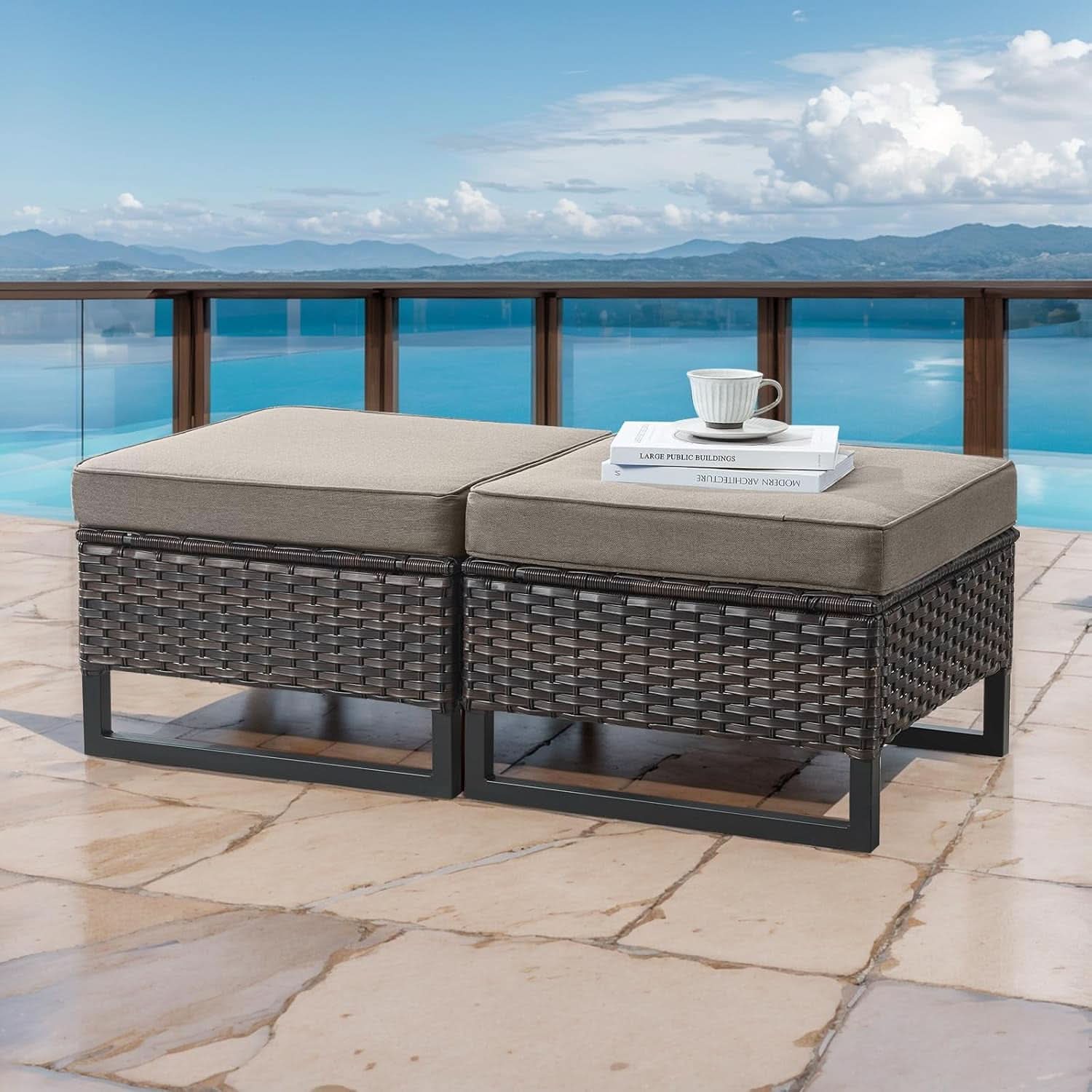 9 Piece Outdoor Patio Furniture Set with Swivel Rockers