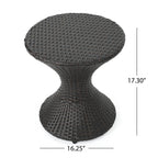Outdoor 16-Inch Multi-Brown Wicker Hourglass Side Table