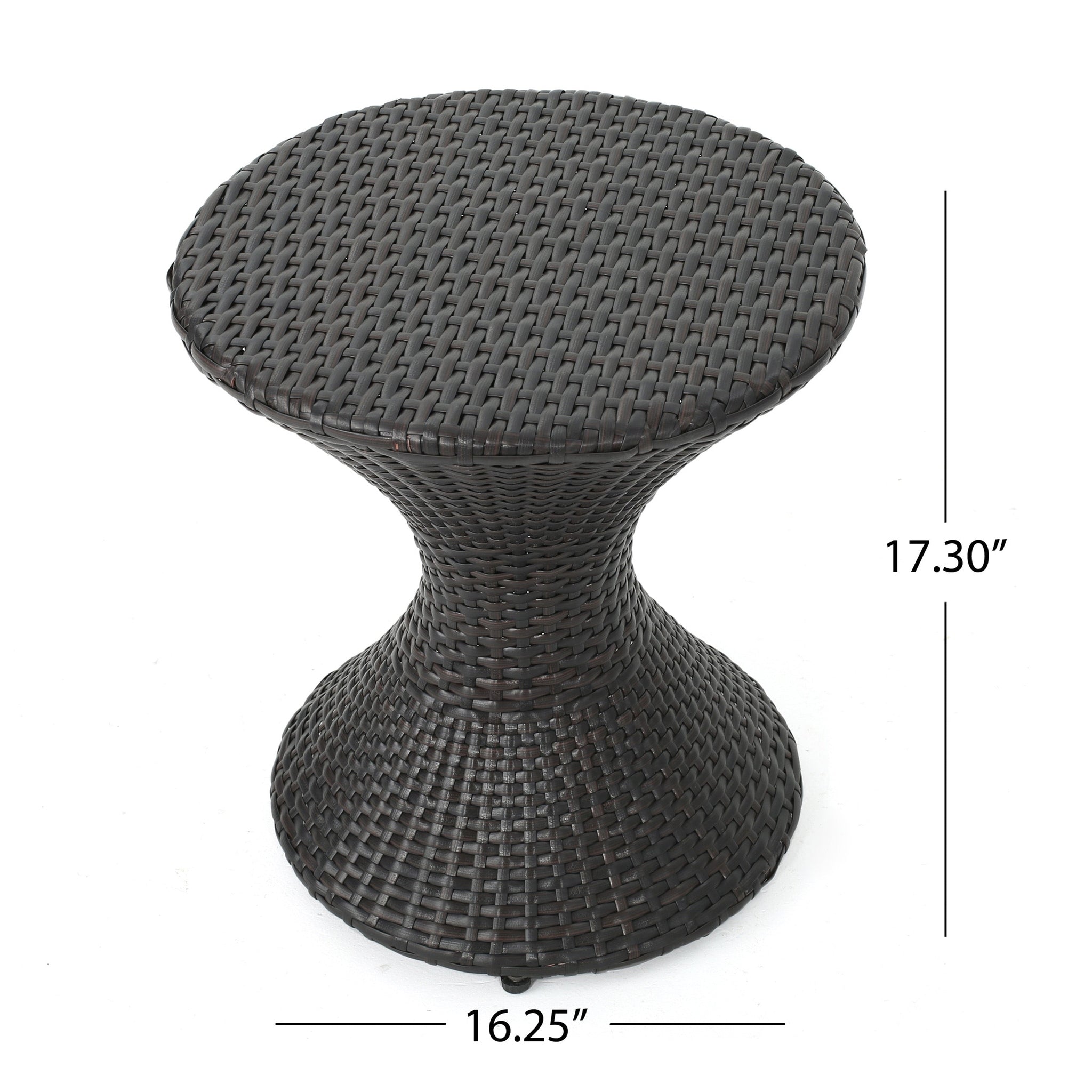 Outdoor 16-Inch Multi-Brown Wicker Hourglass Side Table