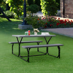 HDPE Outdoor Picnic Table Bench Set with Metal Base - available in 5 colors
