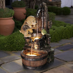 Luxenhome Outdoor Water Fountain, 25 Inch Whimsical Puppy Dog Resin Water Fountains Indoor with LED Lights
