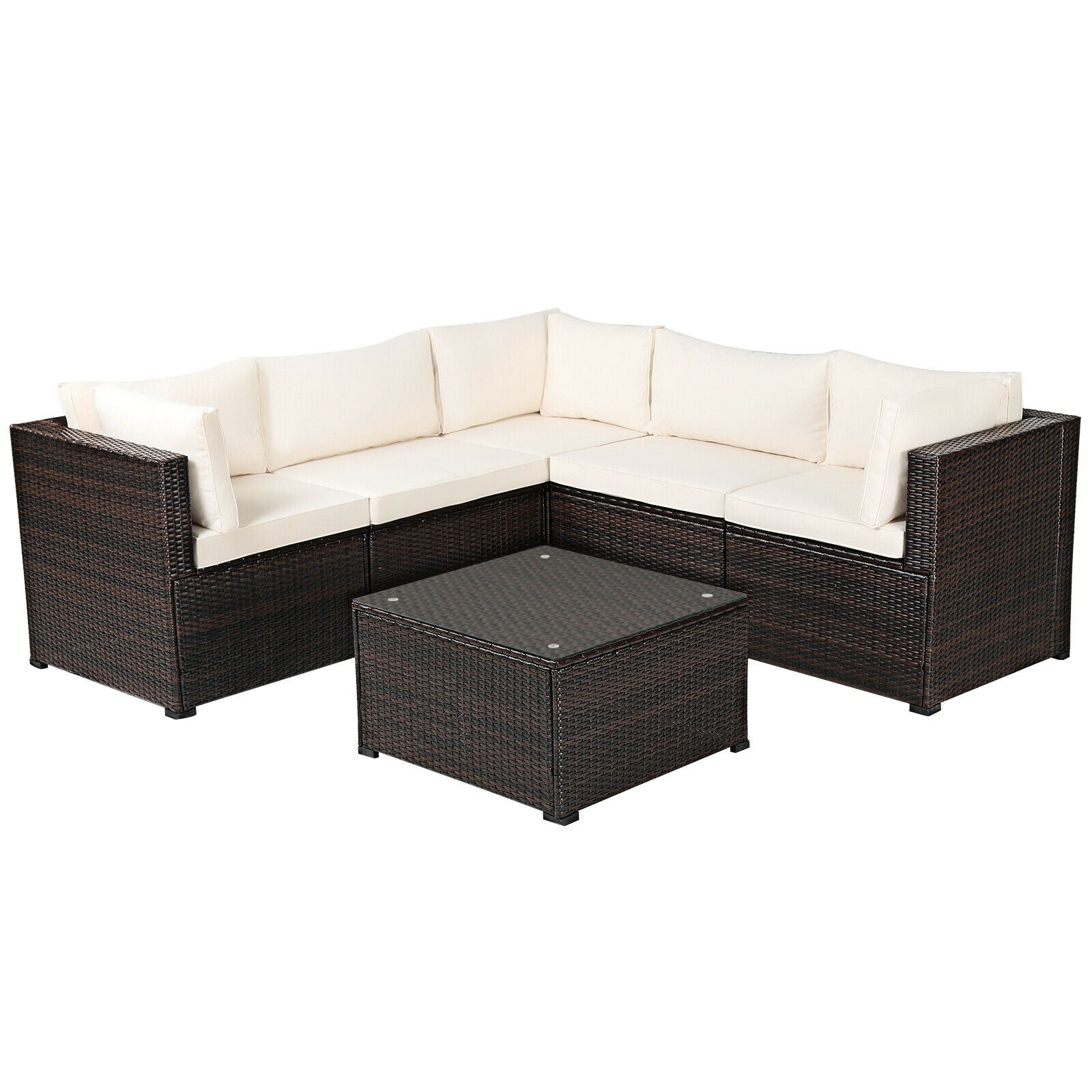 6 Piece Patio Furniture Sofa Set with Cushions