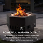 Sunjoy 28 in Smokeless Fire Pit with Removable Ash Pan, Outdoor Portable Wood Burning Fireplace with PVC Cover and Fire Poker ,Ideal for Camping, Bonfire, and Backyard, Black