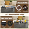 2-Piece Outdoor Rattan Fire Table Set - 32 Inch Rectangle Gas Firepit with Tank Cover - 3 colors