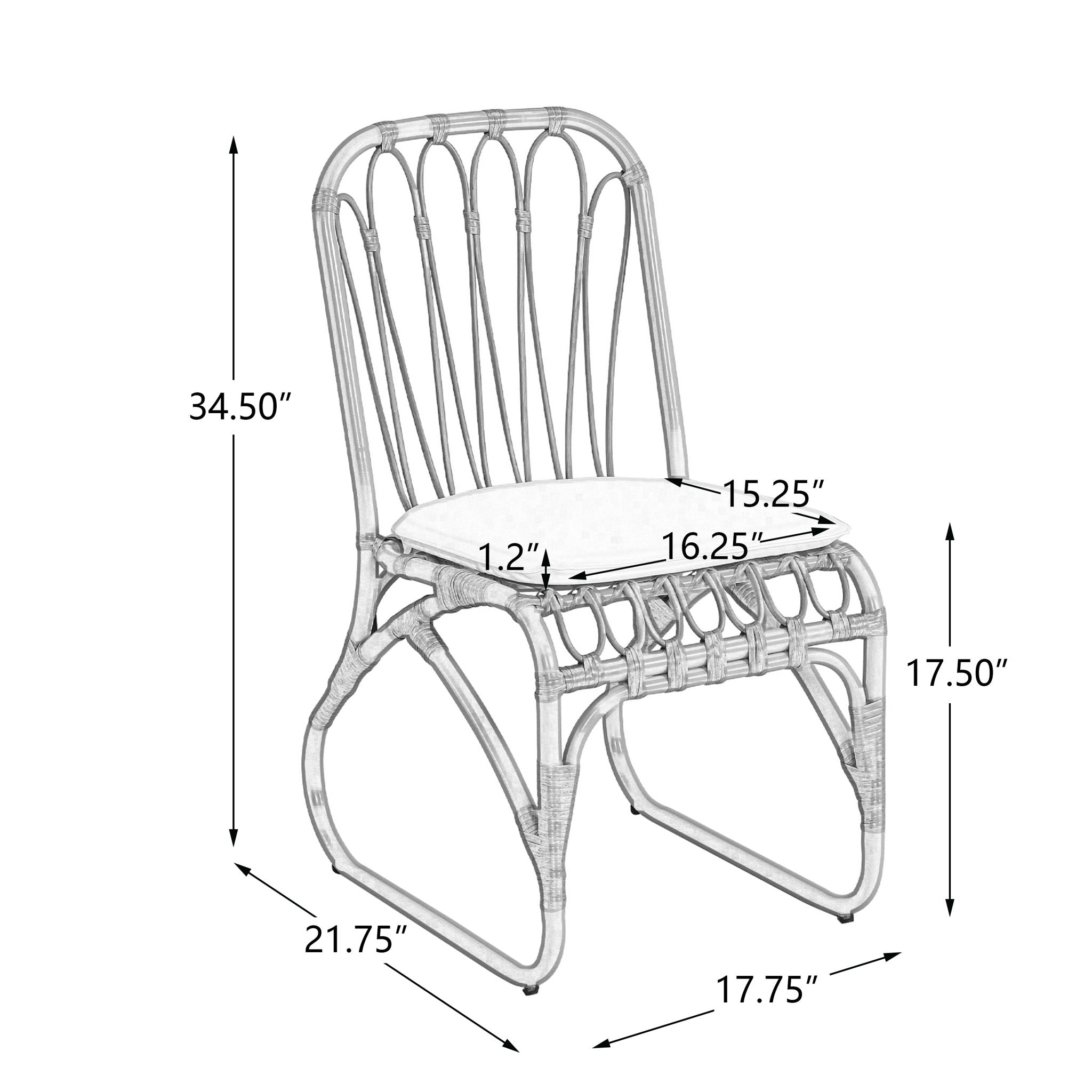 Outdoor Wicker Dining Chairs With Washable Cushions (Set of 2)