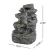 Concrete Rock Waterfall Fountain with LED Lights