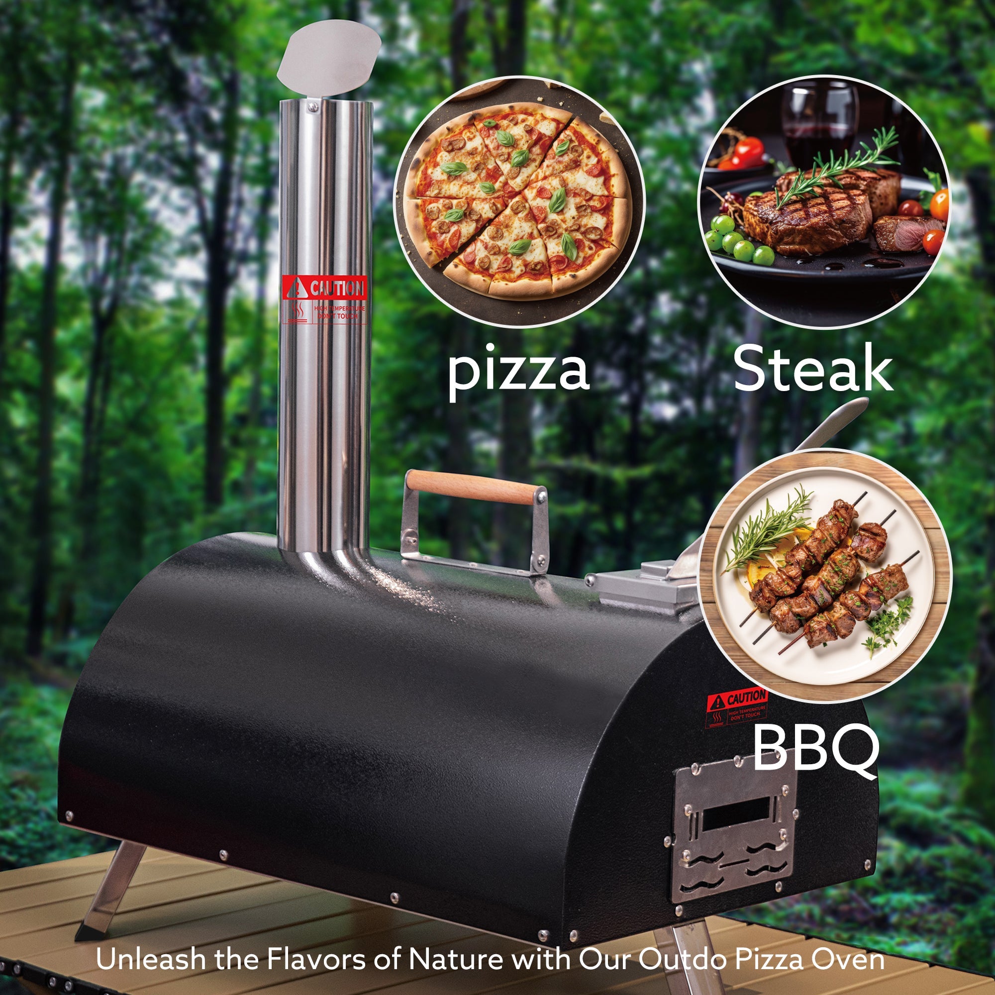 Black Pizza Oven Outdoor 12" Automatic Rotatable Pizza Oven