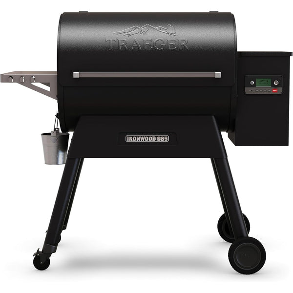 Traeger Ironwood 885 Wood Pellet Grill and Smoker, Wifi Pellet Smoker Grill with Super Smoke Mode, D2 Controller, Large 885 Sq. In. Cooking Area, Outdoor BBQ Electric Pellet Smoker, TFB89BLFC