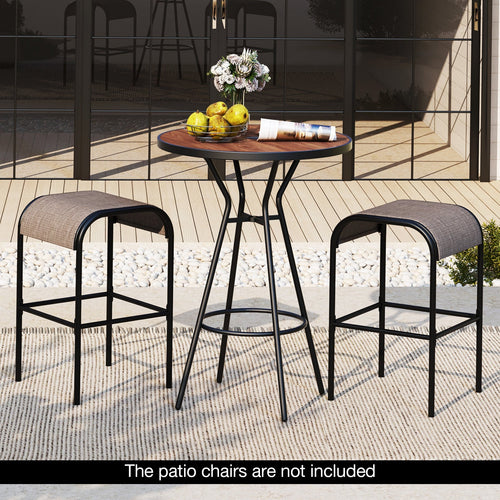 28 Inch Outdoor Bar Table with Wood-Look Tabletop