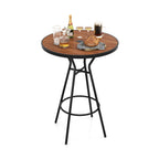 28 Inch Outdoor Bar Table with Wood-Look Tabletop