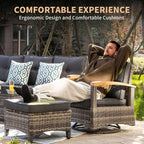 7 - piece Outdoor Rattan Patio Furniture Set with Swivel Rockers