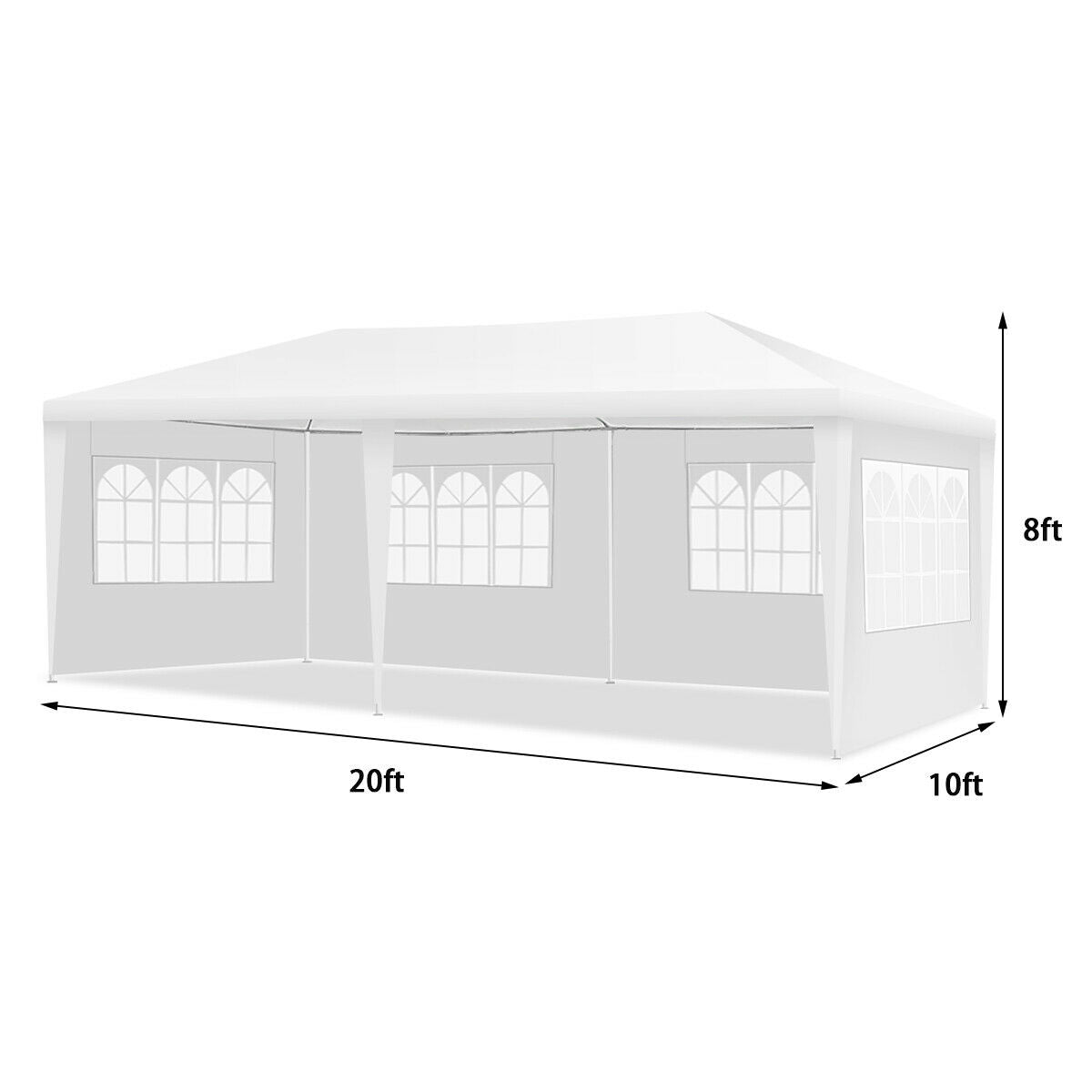10 x 20 Feet Outdoor Party Wedding Canopy Tent with Removable Walls and Carry Bag