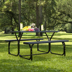HDPE Outdoor Picnic Table Bench Set with Metal Base - available in 5 colors