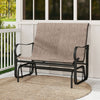 2-Person Outdoor Glider Bench with High Backrest-Brown