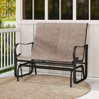 2-Person Outdoor Glider Bench with High Backrest-Brown