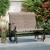 2-Person Outdoor Glider Bench with High Backrest-Brown