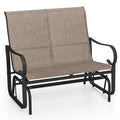 2-Person Outdoor Glider Bench with High Backrest-Brown