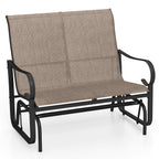 2-Person Outdoor Glider Bench with High Backrest-Brown