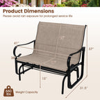 2-Person Outdoor Glider Bench with High Backrest-Brown