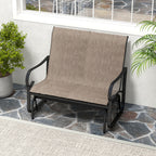 2-Person Outdoor Glider Bench with High Backrest-Brown