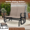 2-Person Outdoor Glider Bench with High Backrest-Brown
