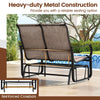 2-Person Outdoor Glider Bench with High Backrest-Brown