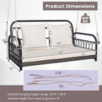 2-Person Outdoor Hanging Chair with Ropes-Gray