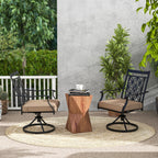 Patio Swivel Chairs with Blossom Pattern Backrest and Cushions- 2 Pieces Black