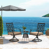 Patio Swivel Chairs with Blossom Pattern Backrest and Cushions- 2 Pieces Black
