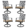 Patio Swivel Chairs with Blossom Pattern Backrest and Cushions- 2 Pieces Black