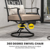 Patio Swivel Chairs with Blossom Pattern Backrest and Cushions- 2 Pieces Black