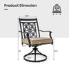 Patio Swivel Chairs with Blossom Pattern Backrest and Cushions- 2 Pieces Black