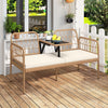 2-Seat PE Rattan Outdoor Loveseat with Built-in Coffee Table and Soft Cushions