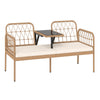 2-Seat PE Rattan Outdoor Loveseat with Built-in Coffee Table and Soft Cushions