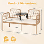 2-Seat PE Rattan Outdoor Loveseat with Built-in Coffee Table and Soft Cushions
