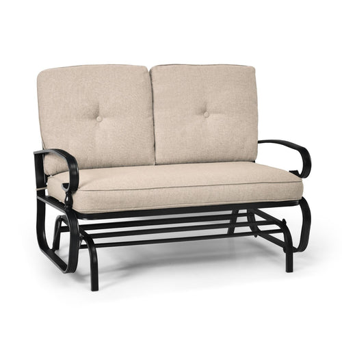 2 Seats Outdoor Swing Glider Chair with Cushions