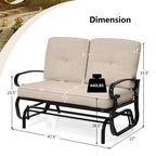 2 Seats Outdoor Swing Glider Chair with Cushions